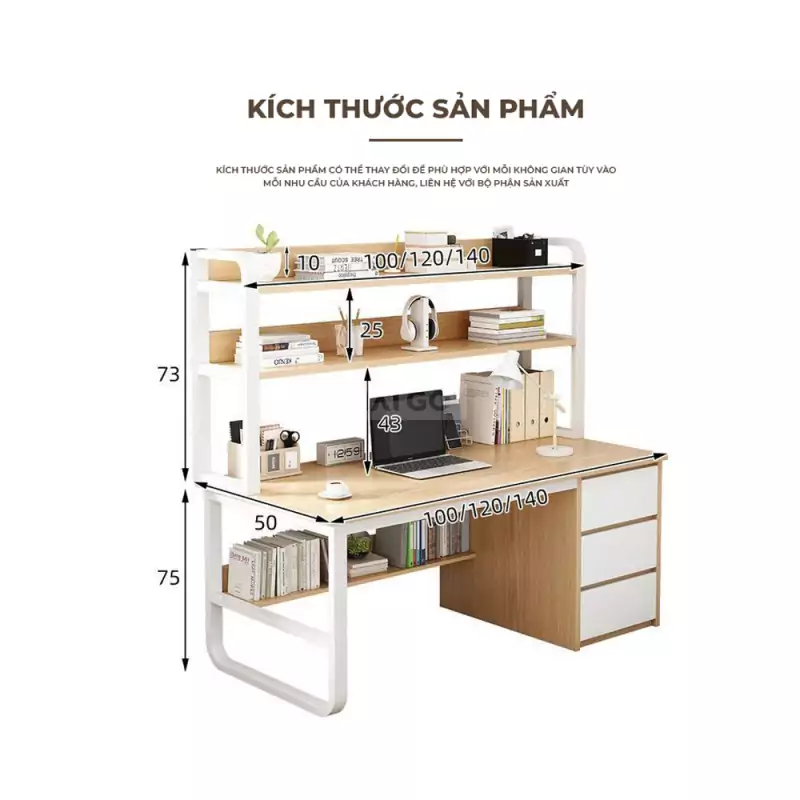 Bàn học sinh Gỗ _ Sắt KT 60 x 1m2